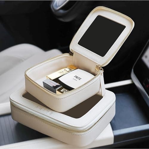 Prite Clear Makeup Bag with Gift Box Waterproof Cosmetic Case Travel Toiletry Bag Car Essentials with Double Zippers (Beige) thumbnail 7