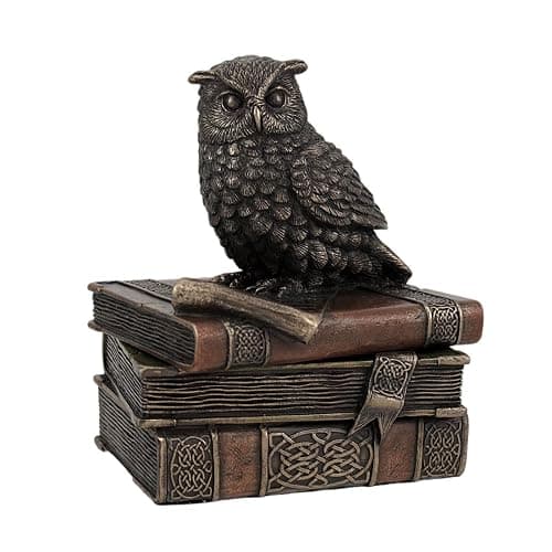Veronese Design Bronzed Finish Wise Old Owl Trinket Box - Image 1