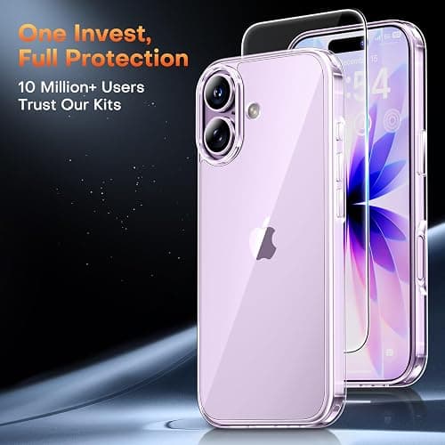 TAURI for iPhone 17 Case, Anti-Yellowing with Screen Protector, Military-Grade Protection Shockproof Slim Phone Case for iPhone 17, Clear thumbnail 3