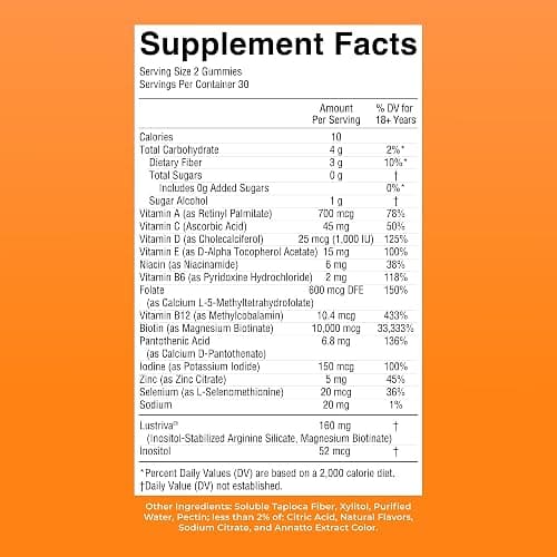 MaryRuth's Multivitamin + Hair Growth Gummies | with Lustriva® | Biotin 10000mcg | B Vitamins | Formulated for Thicker Hair, Wrinkles, Fine Lines, Skin Care | Ages 18+ | 30 Servings thumbnail 9