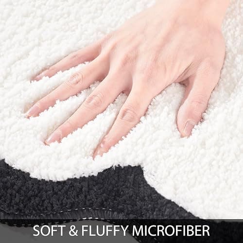 DyeFury Luxury Cute Bathroom Runner Rugs, White Bath Mat W/Black Scalloped Edge, Microfiber Aesthetic Trendy Funky Fun Preppy Rug, Extra Soft Bathroom Mat Non-Slip for Tub, Shower, 47'' x 20'' thumbnail 2