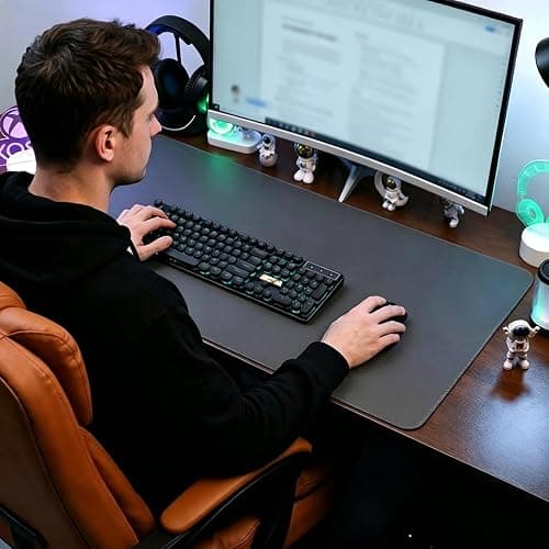 PIPRE Desk Mat, 22 x 30 cm, Premium Leather Mouse Mat, Non-Slip Table Mat, Desk Mat, Multifunctional Office Mousepad, Desk Accessories for Office and Home Office (Dunkelgrau) thumbnail 2