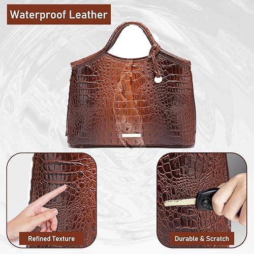 Makcr Joacbv Crocodile Pattern Gradient Top Handle Satchel Large Capacity Tote Bag Casual Versatile Commuter Bag Leather thumbnail 2