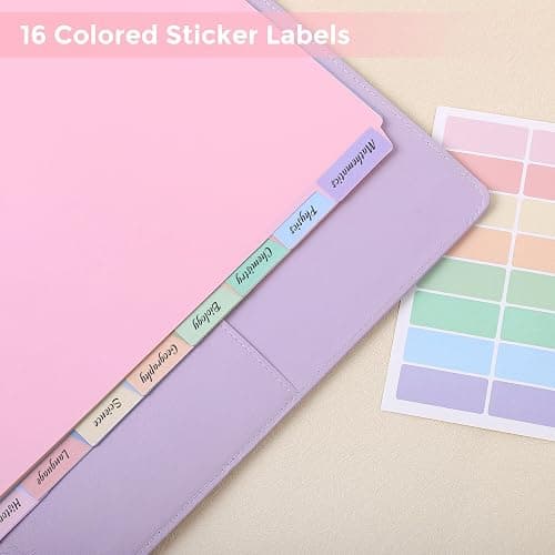 SKYDUE Durable Plastic 8-Tab Dividers, 3sets, Big Tab Dividers for 3 Ring Binder, Write&Erase 3 Ring Binder Dividers with Tabs,with Sticker Labels, Pink thumbnail 5