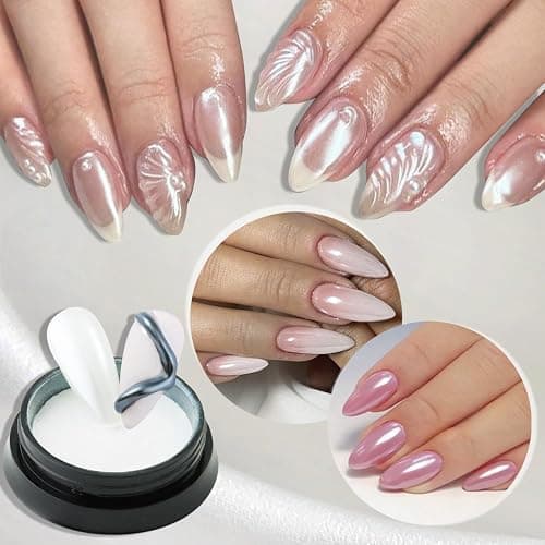 Fcozpjk 24 Colors Chrome Nail Powder Set Metallic Mirror Effect for Nails | Gold Silver Pink Chrome Nail Powder White Pearl Iridescent Multichrome Powder for Nails Rubbing Pigment Manicure Supplies thumbnail 5