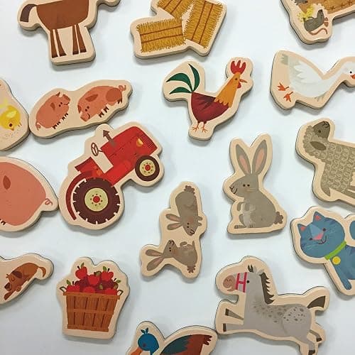 Mudpuppy On the Farm – Wooden Magnetic Shapes Featuring Adorable Farmyard Animals for Children Ages 1 and Up thumbnail 3