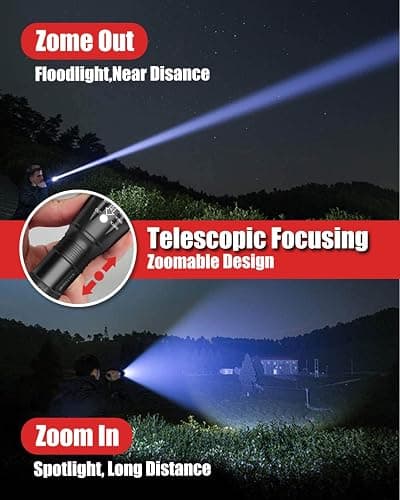 Victoper LED Flashlight 2 Pack, Bright Tactical Torch High Lumens with 5 Modes, Waterproof Zoomable Flash Light for Outdoor, Gifts for Men, Dorm Room Hunting Camping Essentials Gear for Guys thumbnail 3
