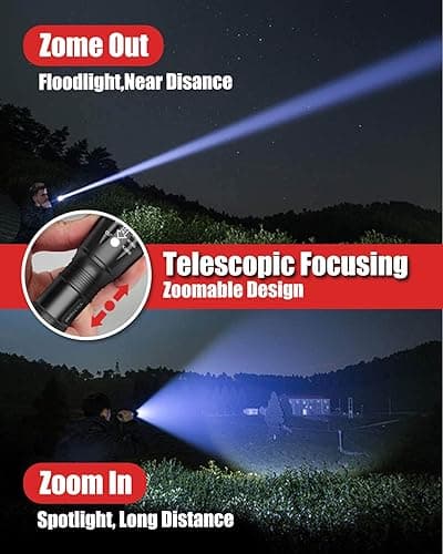 Victoper LED Flashlight 2 Pack, Bright Tactical Torch High Lumens with 5 Modes, Waterproof Zoomable Flash Light for Outdoor, Gifts for Men, Dorm Room Hunting Camping Essentials Gear for Guys thumbnail 4
