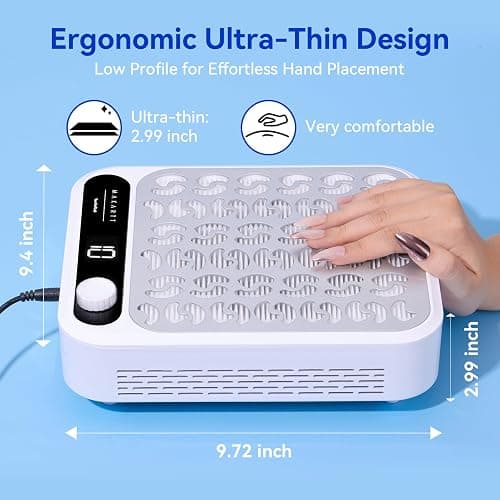 Makartt Nail Dust Collector - Professional Powerful Suction Larina Dust Collector Nail Tech LED Display, Adjustable Speed Reusable Filter, Strainer Panel for Acrylic Nail Polishing Manicure Salon Home thumbnail 7