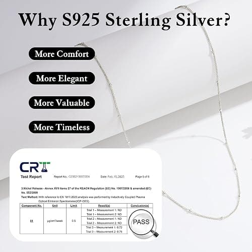 IEFWELL S925 Sterling Silver Chain Necklace for Women - 14K-Real-Gold-Plated 1.5mm Satellite Bead Chains Necklace, Sturdy Women's Chain Necklaces, 14/16/18/20/22/24 Inches Christmas Jewelry Gifts thumbnail 5