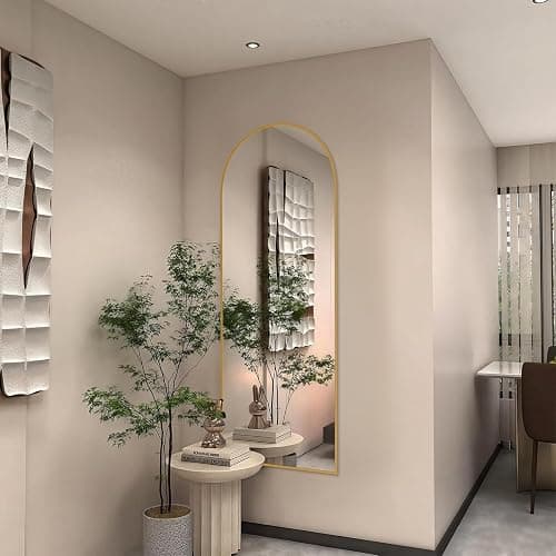 SUNQUEEN 58"x19" Floor Mirror Full Length, Arched Full Length Mirror with Stand, Full Body Mirrors for Bedroom Living Room or Cloakroom Gold thumbnail 3