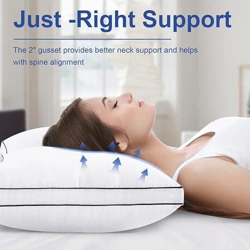 Premium Pillows Queen Size Set of 2, Fluffy and Supportive 7D Down Alternative Bed Pillows, Luxury Soft Hotel Quality Gusseted Pillow for Side Back Stomach Sleepers, Relief Neck Head and Shoulder Pain thumbnail 2