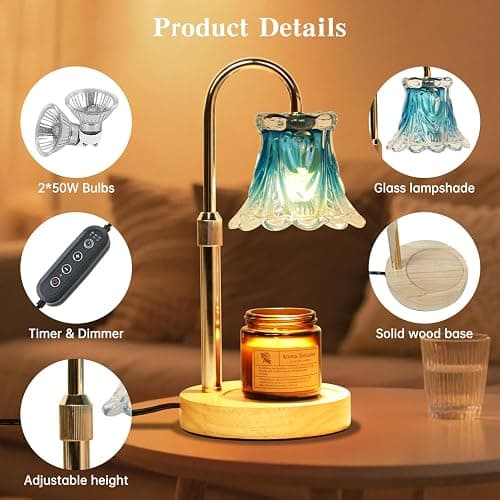 GEEZO Fragrance Candle Warmer Lamp，Electric Candle Warmer with Timer & Dimmer，Mom Christmas Birthday Gifts for Women, House Warming Gifts New Home Bedroom Decor thumbnail 3