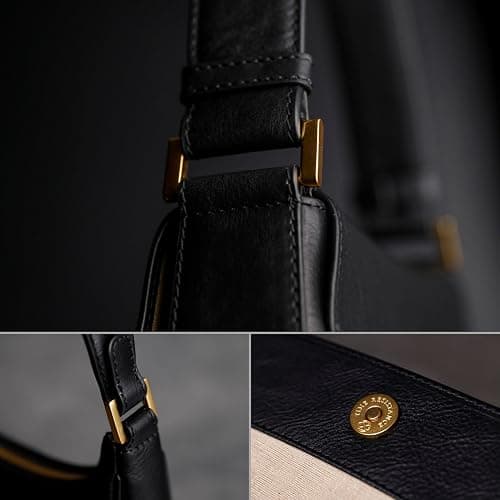 Time Resistance Leather Handbag - Full-Grain Leather Purse for Women - Shoulder Bag Made in Italy - Black thumbnail 5
