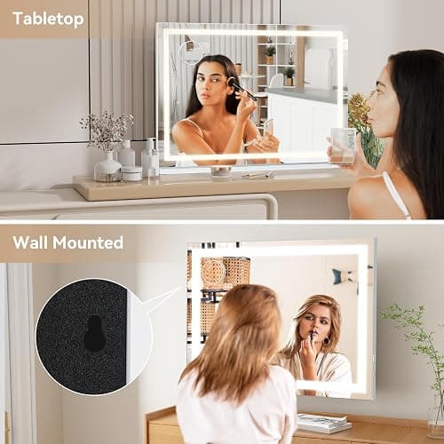 YOURLITE Vanity Mirror with Lights,32’’ x 22’’ Hollywood Mirror with LED Lights, 3 Colors Modes & Adjustable Brightness, Makeup Mirrors Vanity Mirror 10x Spot Mirror, USB Charging Port thumbnail 7