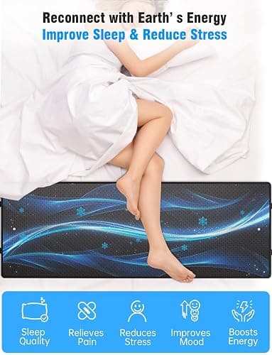 Grounding Mat for Bed with Leather, Improve Sleep, Relieve Stress & Pain, Anti-Slip & Eco-Friendly PU Leather, Includes Grounding Cord & Sleep Mask for Enhanced Rest Magnetic Therapy thumbnail 4