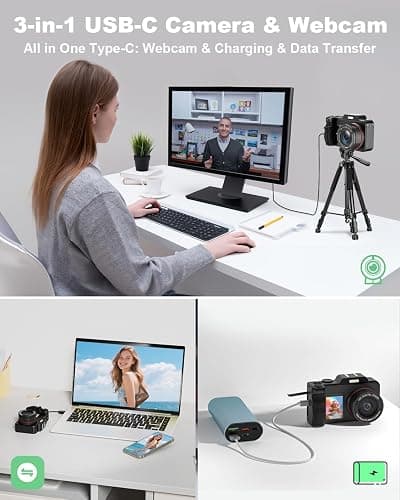 5K Digital Camera for Photography, 80MP 3.5"+2" Dual Screen for Self-Framing 18X Zoom Autofocus Vlogging Camera for YouTube/Content Creators/Travel, Includes 64GB Card + 2 Batteries & Flash, LIYTIFOR thumbnail 6