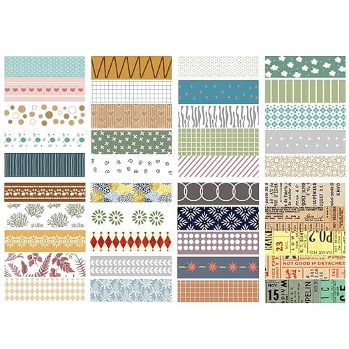 Songdao 40 rouleaux Washi Tape Set, Ruban Adhésif Décoratif Œuvre d’art inspirée Feuille d’or Masking Tapes pour Arts, Bullet Journal, Scrapbooking, Bricolage, Emballage (Retroism 2) thumbnail 3
