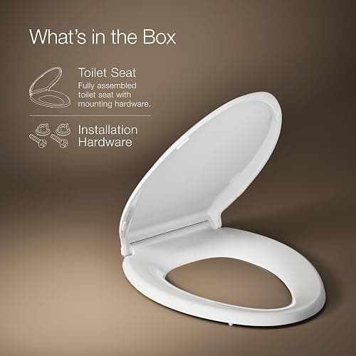 KOHLER 4636-RL-0 Cachet ReadyLatch Elongated Toilet Seat Slow Close, Soft Close Toilet Seat Quiet Lid, Contoured Grip-Tight Bumpers Installation Hardware, Apartment Essentials, White thumbnail 12