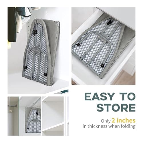 Metal Foldable Tabletop Ironing Board with Iron Rest, Portable Ironing Board Small with Heat Resistant Cotton Cover, RAINHOL Mini Iron Board for Small Space and Travel, 31"x12", Gray thumbnail 5