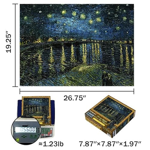 MaxRenard Game 1000 Pieces Jigsaw Puzzle Fine Art Collection Toy Starry Night Over The Rhone by Vincent Willem Van Gogh thumbnail 3