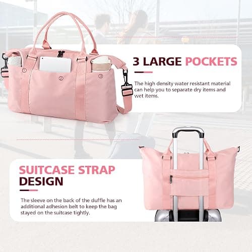 EASYFUN Travel Duffle Bag, Waterproof Weekender Carry On Tote Bags for Women, Men, Hospital Bag, Overnight Bag Luggage with Trolley Sleeve thumbnail 4