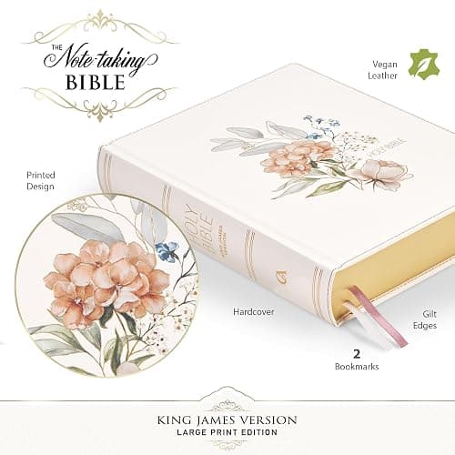 KJV Holy Bible, Large Print Note-taking Bible, Vegan Leather Hardcover - King James Version, Blush Bouquet Printed (KJV Note-taking Editions) thumbnail 3
