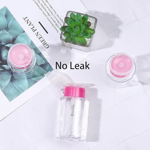Pack of 3 Nail Polish Remover Pump Empty Dispenser Bottle for Alcohol, Nail Polish and Makeup Remover, 150ml(5.10z), Hotpink Top Cap thumbnail 6