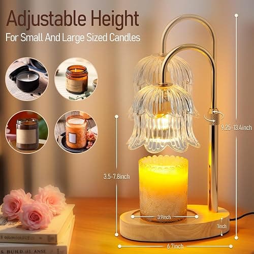 Electric Candle Warmer Lamp with Timer - Flame-Free 4-Level Dimming, Height Adjustable Gifts for Mom Women Friend, Birthday Housewarming Home Bedroom Decor thumbnail 2