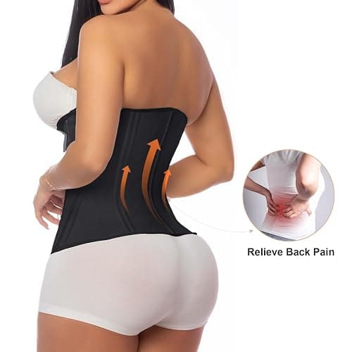 SHAPERX Waist Trainer for Women Corset Shapewear Tummy Control Sport Workout Waist Cincher Body Shaper Zipper and Hooks thumbnail 2
