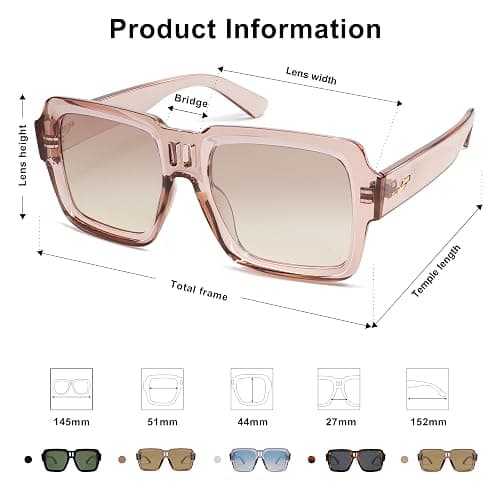 SOJOS Retro Square Polarized Sunglasses for Women Men Trendy Large Frame Sun Glasses Designer Inspired Shades SJ2320 thumbnail 5