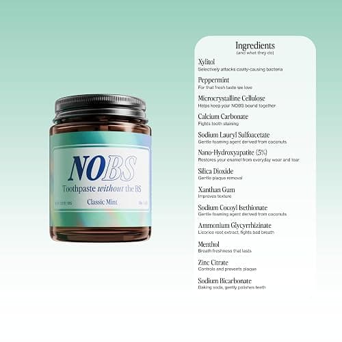 NOBS (No Bad Stuff) Toothpaste Tablets - Nano Hydroxyapatite, Fluoride & Plastic Free, Eco & Travel Friendly - Remineralize with NHA (3 Month) thumbnail 5