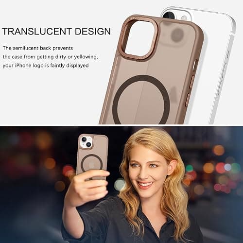 BENTOBEN for iPhone 15 Case, for iPhone15 Phone Case Compatible with MagSafe, Translucent Matte Magnetic Cover Shockproof Women Girl Protective Cute Case for iPhone 15 6.1", Cocoa Brown, Bronze thumbnail 6