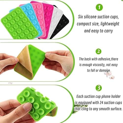 12 PCS Silicone Suction Phone Case Mount,Hands-Free Phone Accessories Holder,Silicon Phone Stand for Cell Phone,Durable Strong Grip Holder for Selfies and Videos. thumbnail 5