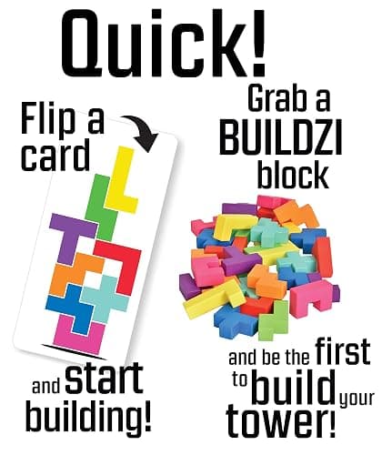 BUILDZI by TENZI - The Fast Stacking Building Block Game for The Whole Family - 2 to 4 Players Ages 6 to 96 - Plus Fun Party Games for up to 8 Players thumbnail 3