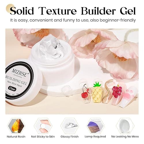MIZHSE Solid Builder Gel Clear 3D Nail Gel, Non-Stick Sculpting Gels for 3D Nail Art Carving Building Modeling Hard Nail Extension Soak Off UV/LED Nail Art Salon Home DIY 15g thumbnail 7