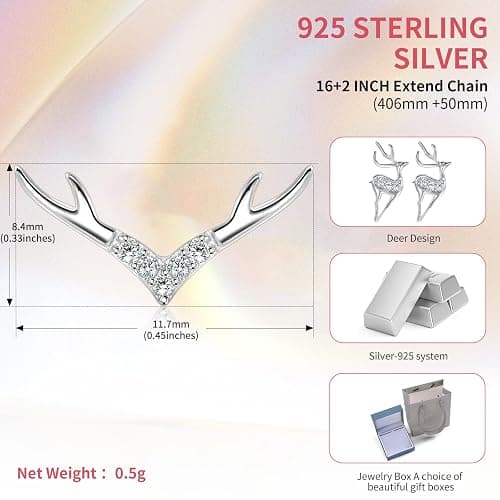 CeaKIev Women's 925 Sterling Silver Deer Horn Earrings (Silver) thumbnail 4