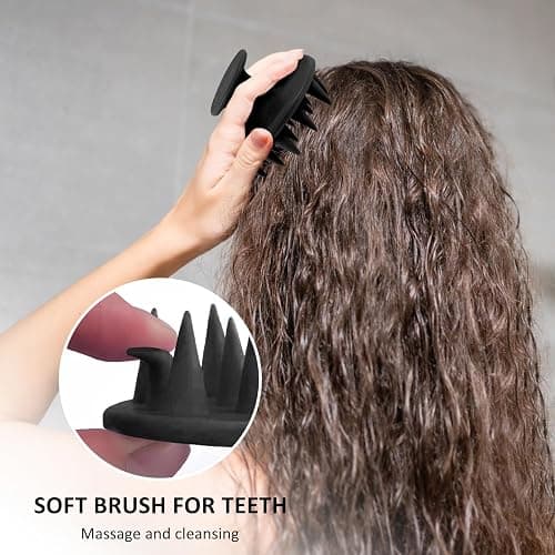 Generic Scalp Massager Shampoo Brush with Soft Silicone Bristles - Scalp Scrubber Tool for Hair Growth and Scalp Care, Black thumbnail 7