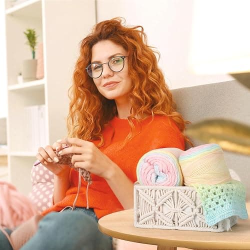 Katech Ombré Yarn for Crocheting-Gradient Cake Yarn-4x100g 60% Cotton 30% Acrylic 11% Wool-Multicolor Soft Rainbow Cotton Crochet Yarn for Scarves, Shawls, Blankets and Garments(P) thumbnail 7