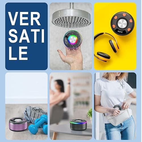 Bluetooth Speaker, Shower Speaker, IP7 Waterproof Portable Speakers Bluetooth 5.4 with HD Sound, RGB Light/LED Display/Hands-Free Call/Suction Cup Perfect for Bathroom Sing-Along Stocking Stuffers thumbnail 7