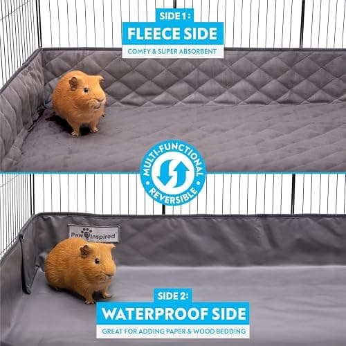 Paw Inspired Critter Box | Washable Guinea Pig Cage Liners with Raised Sides | Fleece Bedding for Guinea Pigs Rabbits, Hamsters, Small Animals | Edge Protected Pee Pads (2x4 (12" Grids)) thumbnail 6