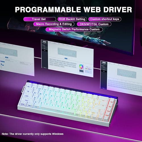 AULA Hero 68 HE 60% Gaming Keyboard Wired, Hall Effect Magnetic Switch Keyboard with 8K Hz Polling Rate, Side Printed PBT Keycaps, RGB Backlit Light Box, Customizable Web Software for PC/Mac Gamers thumbnail 7
