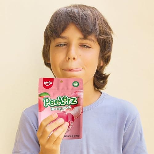 Amos Peelerz Gummy Peach Peeling Candy, Peelable Fruit Snacks, Resealable 6oz Bag thumbnail 7
