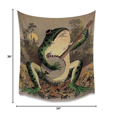 Hannahcos Boho Wall Decor Orange Frog Tapestr Vintage Hanging with Playing Banjo Wall Aesthetic Tapestry for Bedroom Living Room Dorm thumbnail 7