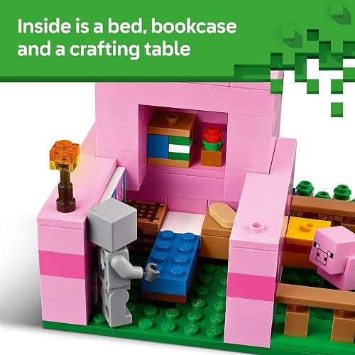 LEGO Minecraft The Baby Pig House Toy Figures and Playset - Building Minecraft Toy for Kids, Boys and Girls, Ages 7+ - with 2 Minifigures for Pretend Play - Gift Idea for Birthdays - 21268 thumbnail 3