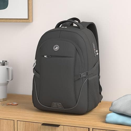SHRRADOO Anti Theft Laptop Backpack Travel Backpacks with usb Charging Port for Women Men High School College Backpack Computer Bag Fits 17 Inch Laptop,Grey thumbnail 2