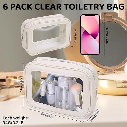 8 Packs TSA Approved Toiletry Bags Clear Toiletry Bags for Travel PVC Makeup Pouch Waterproof Quart Size Clear Cosmetic Bag with Zipper for Airport Airline Compliant Bag Women Men Travel Bathroom thumbnail 2
