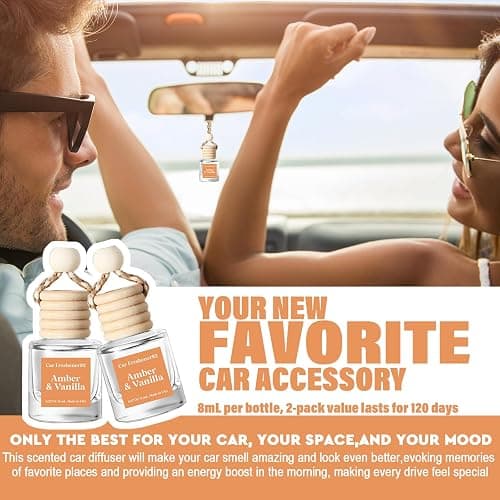 HoogaLife Car Air Freshener Diffuser 2 Pack Hanging Air Freshener Diffuser - Amber Vanilla Fragrance Oil Air D iffuser for Car, 45+ days Long Lasting Fragrance Made in USA C ar Air Fresheners thumbnail 3