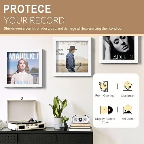 Emfogo Record Frame, 3-Pack Album Frames for Records Display, Vinyl Frame for 12x12 Inch LP Vinyl Record Cover Display (3 Pack/White) thumbnail 6