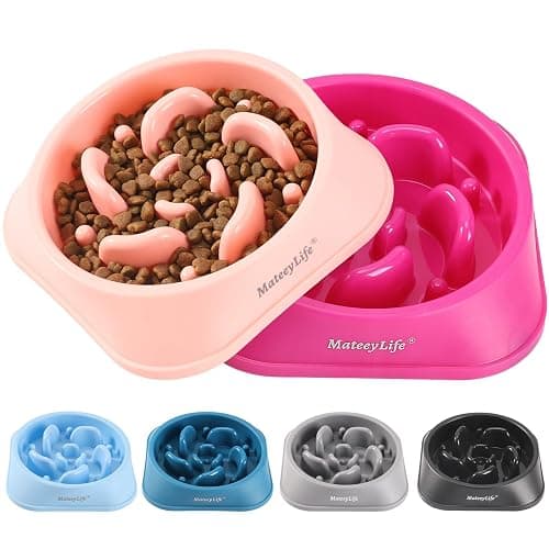 MateeyLife Slow Feeder Dog Bowls 2PCS, Anti-Choking Puzzle Dog Food Bowls, Anti-Slip Interactive Feeding Slow Down Eating, Bloat Stop Maze Dishes for Medium Breeds Pink&Purple - Image 1